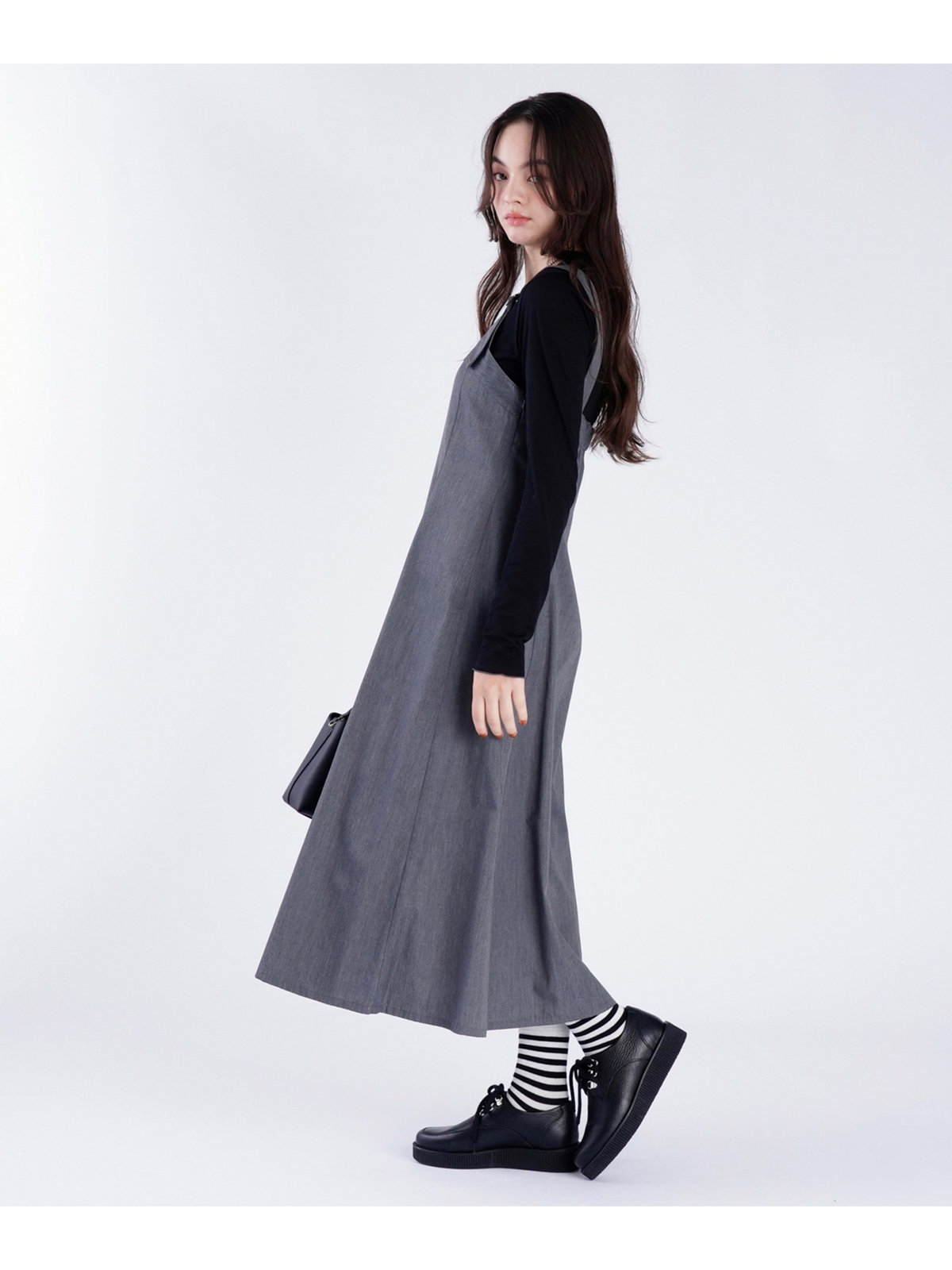 To b. by agnès b. 【Outlet】ロング ジャンパードレス グレー