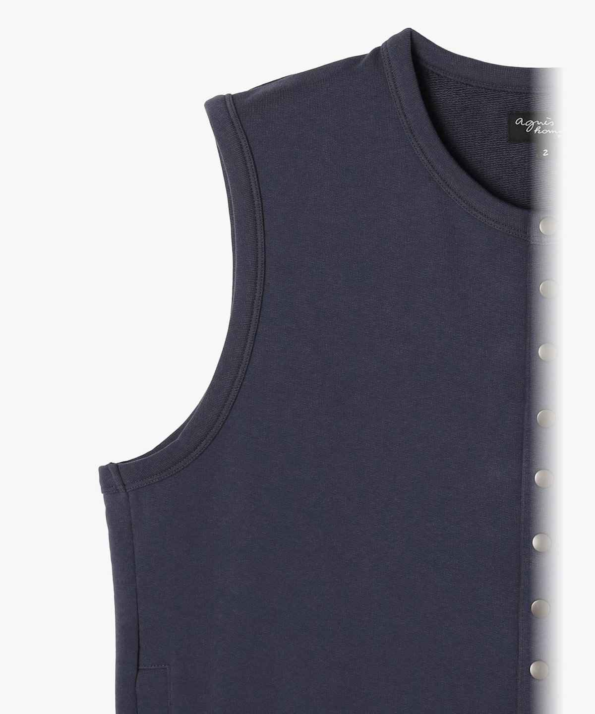 HOMME メンズ メンズ オーガニックコットン ノースリーブ カーディガンプレッション "Azur" ブルー系その他