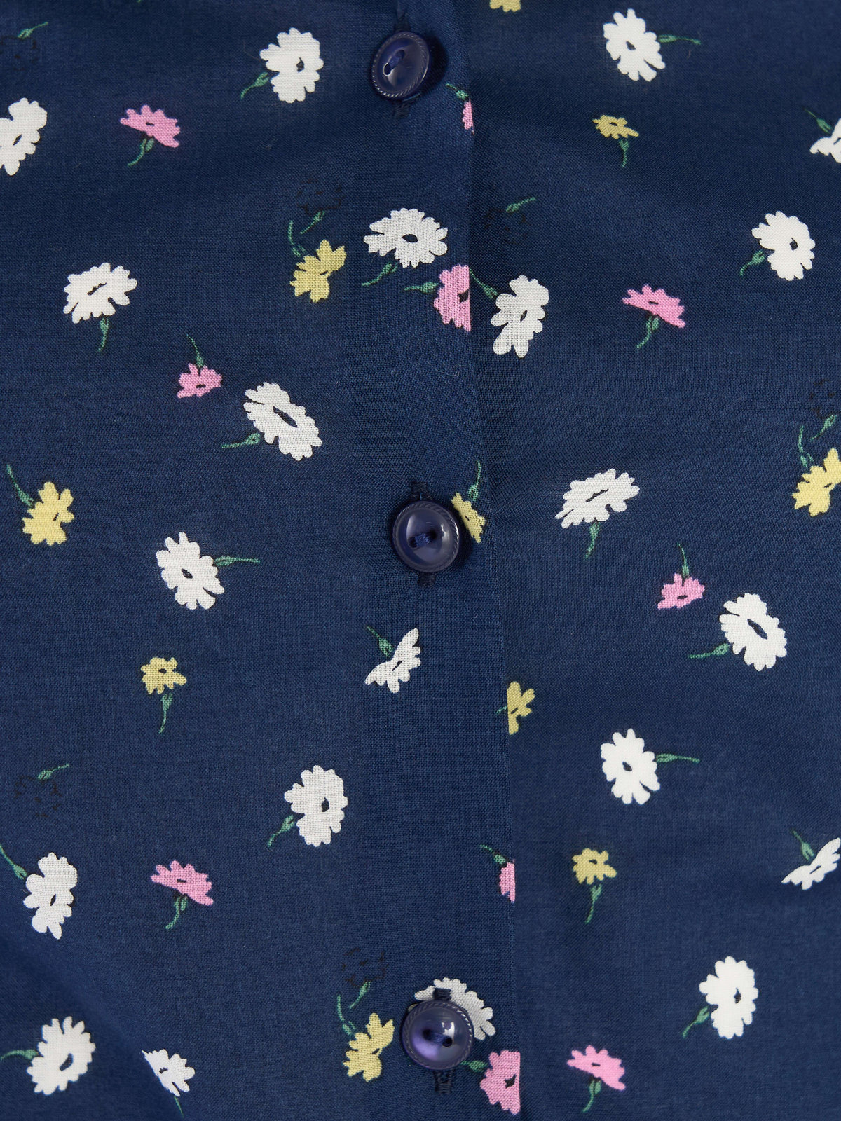 To b. by agnès b. フラワープリント コットン 長袖 ブラウス ネイビー