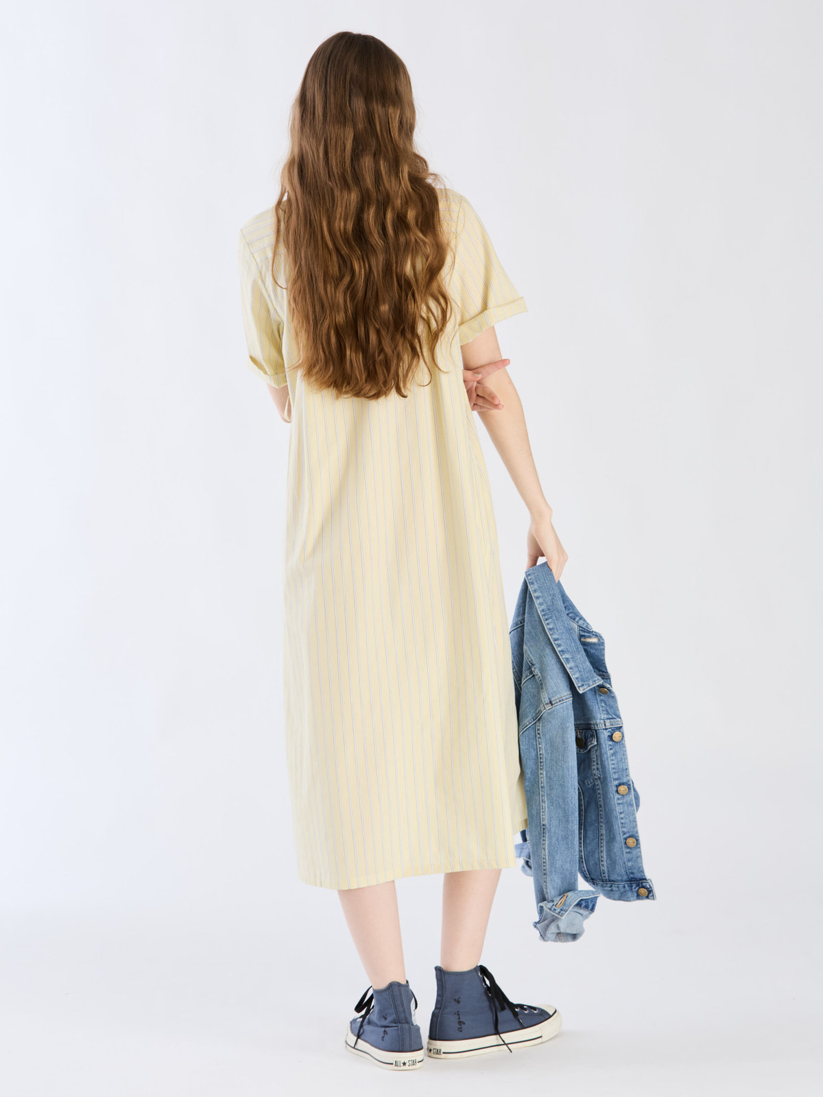 To b. by agnès b. 【Outlet】ドビーストライプシャツドレス イエロー