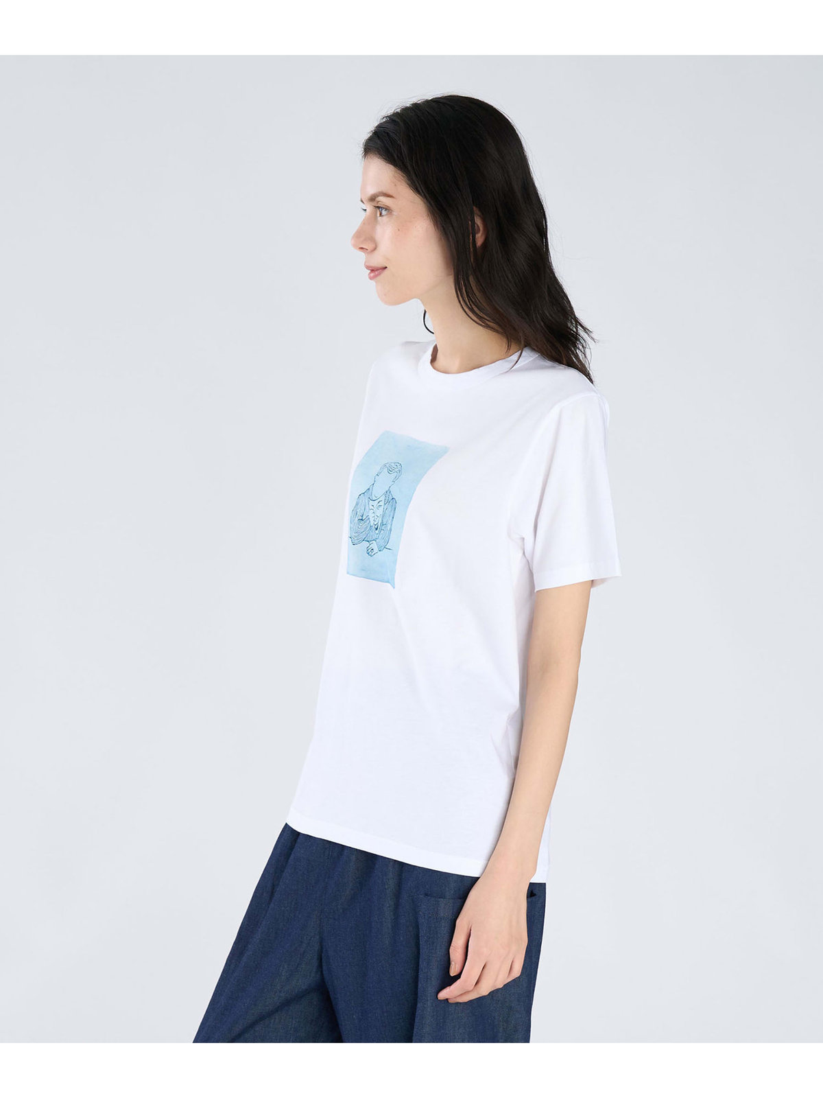 FEMME ウィメンズ プリント コットン 半袖 アーティスト Tシャツ ”Brendan Lynch” ホワイト