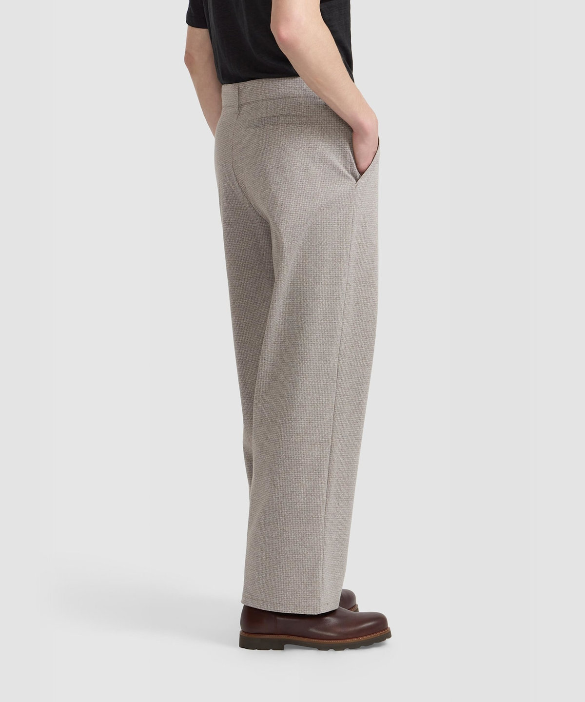 HOMME メンズ メンズ チェック コットンジャージー ワイドパンツ "Danel" ベージュ