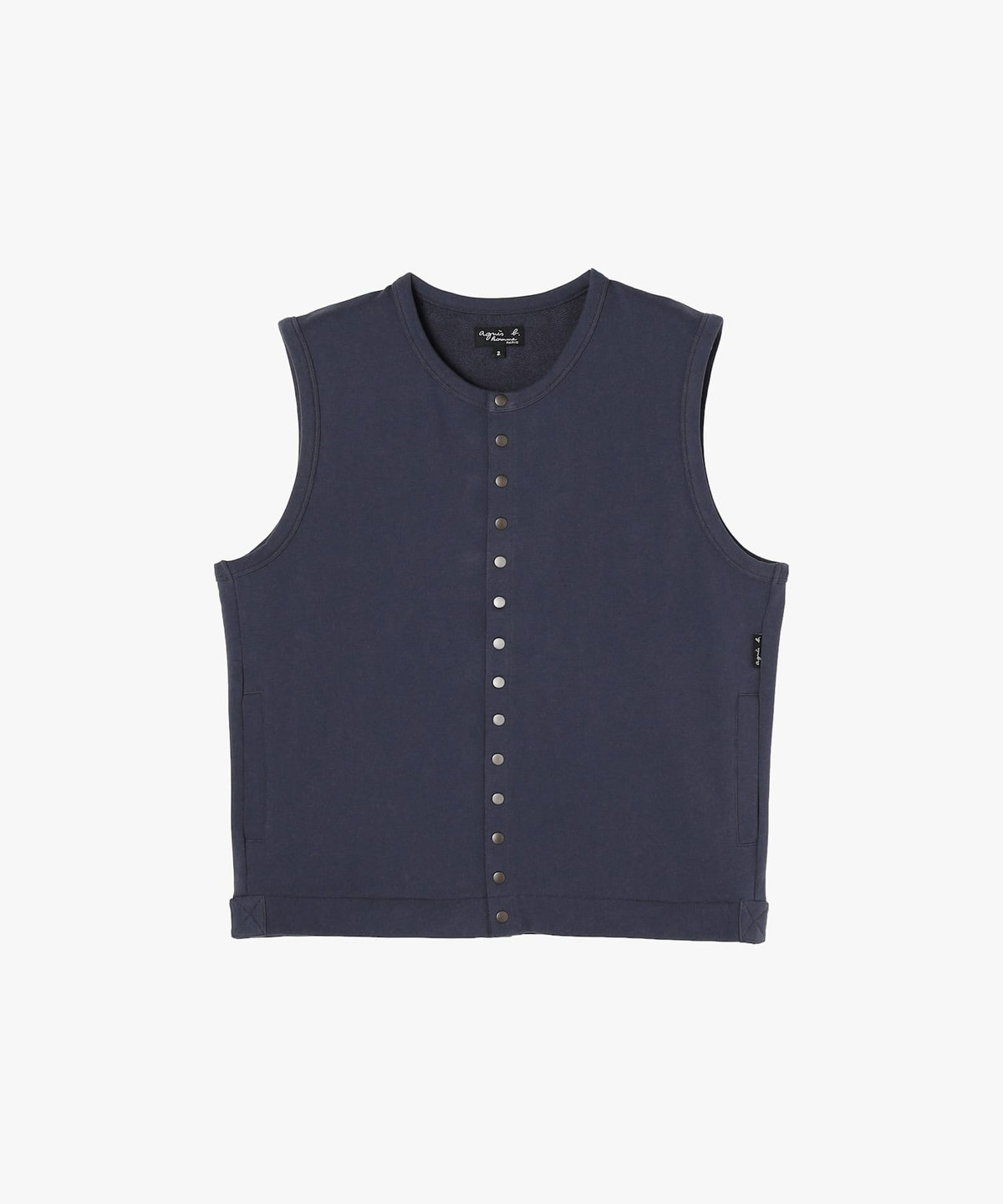 HOMME メンズ メンズ オーガニックコットン ノースリーブ カーディガンプレッション "Azur" ブルー系その他