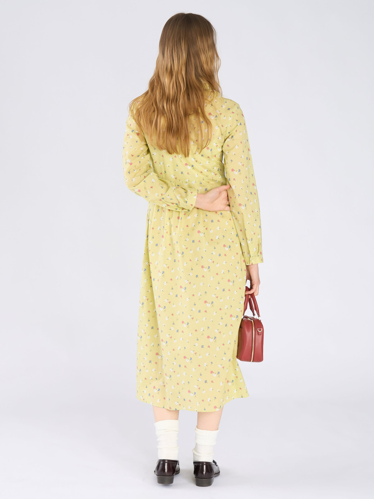 To b. by agnès b. フラワープリント コットン 長袖 ワンピース イエロー系その他