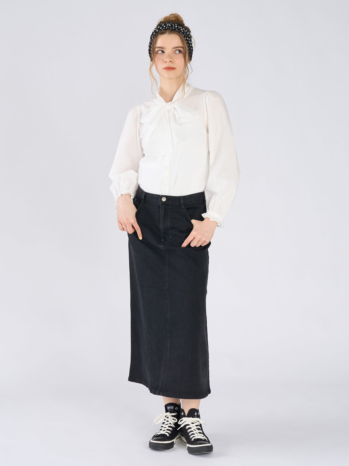 To b. by agnès b. ブラック デニム ロングスカート ブラック