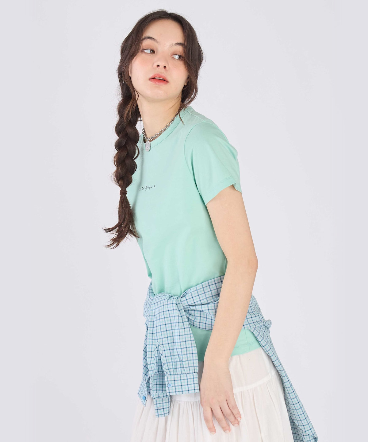 To b. by agnès b. ミニロゴ コットン 半袖 Tシャツ ブルー