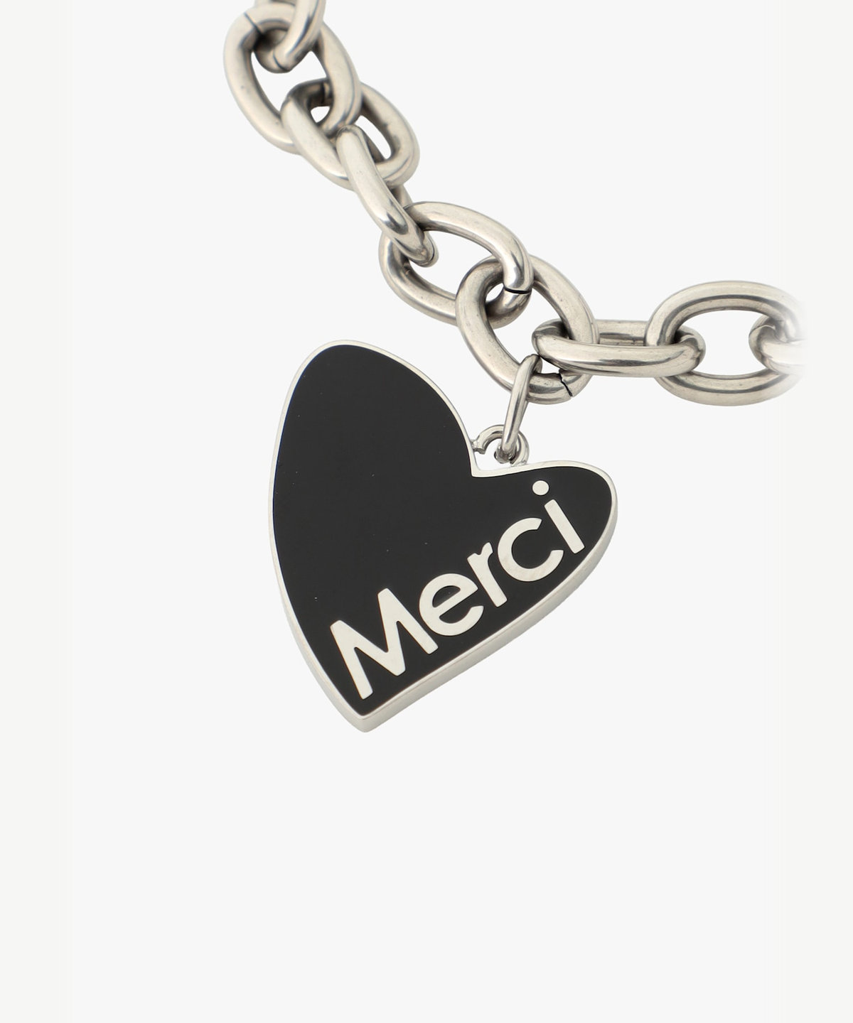 To b. by agnès b. メッセージ ハート チェーンブレスレット "Merci" ブラック