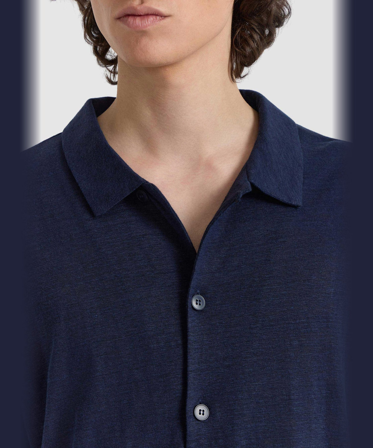 HOMME メンズ メンズ リネン ジャージー 半袖 シャツ "Maui" ネイビー