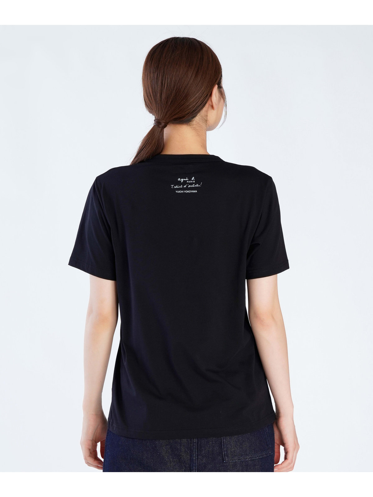 FEMME ウィメンズ プリント コットン 半袖 アーティスト Tシャツ ブラック