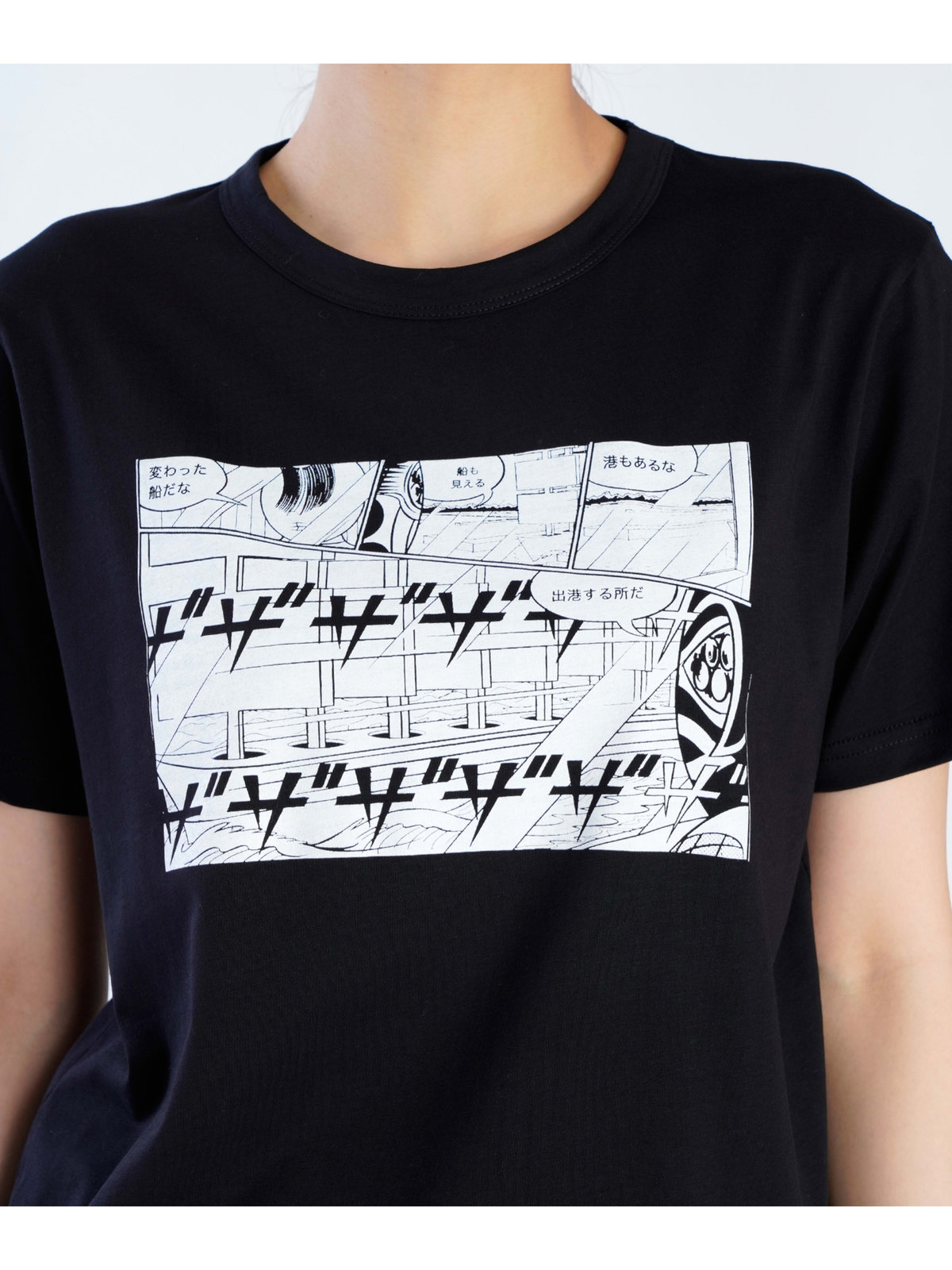 FEMME ウィメンズ プリント コットン 半袖 アーティスト Tシャツ ブラック