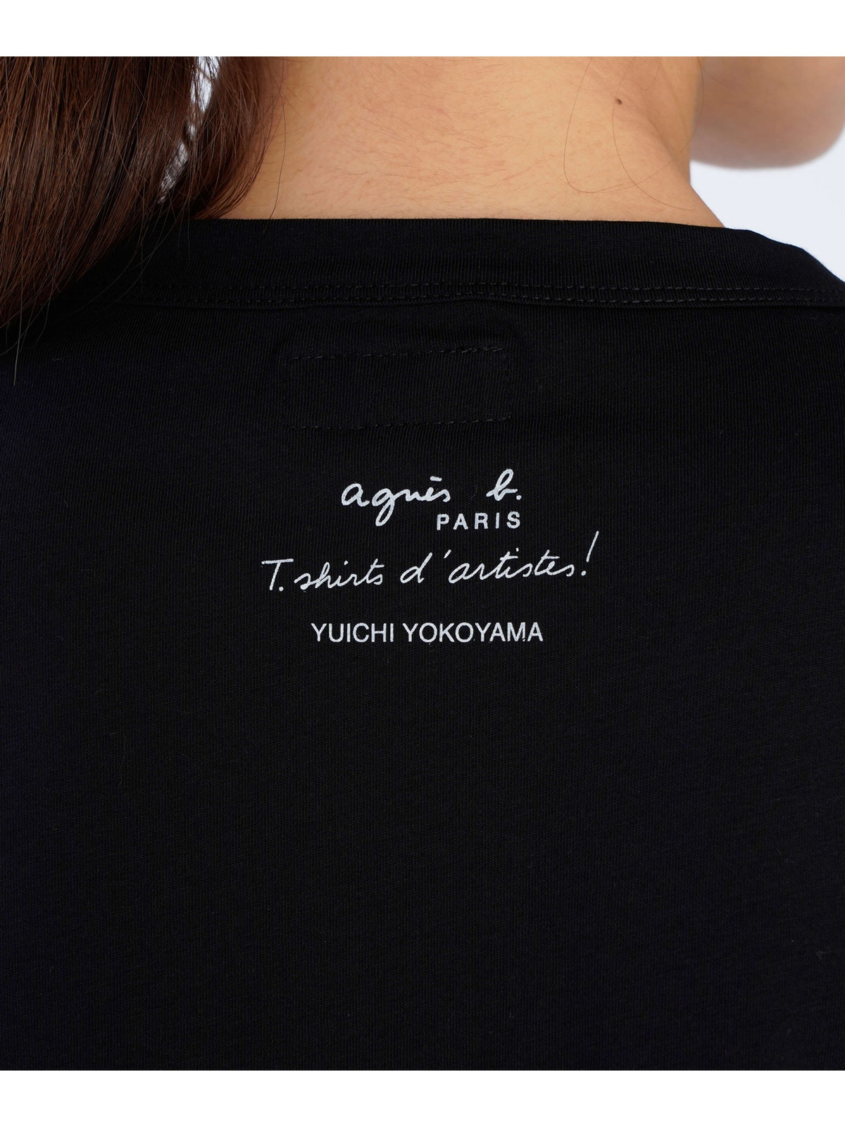 FEMME ウィメンズ プリント コットン 半袖 アーティスト Tシャツ ブラック