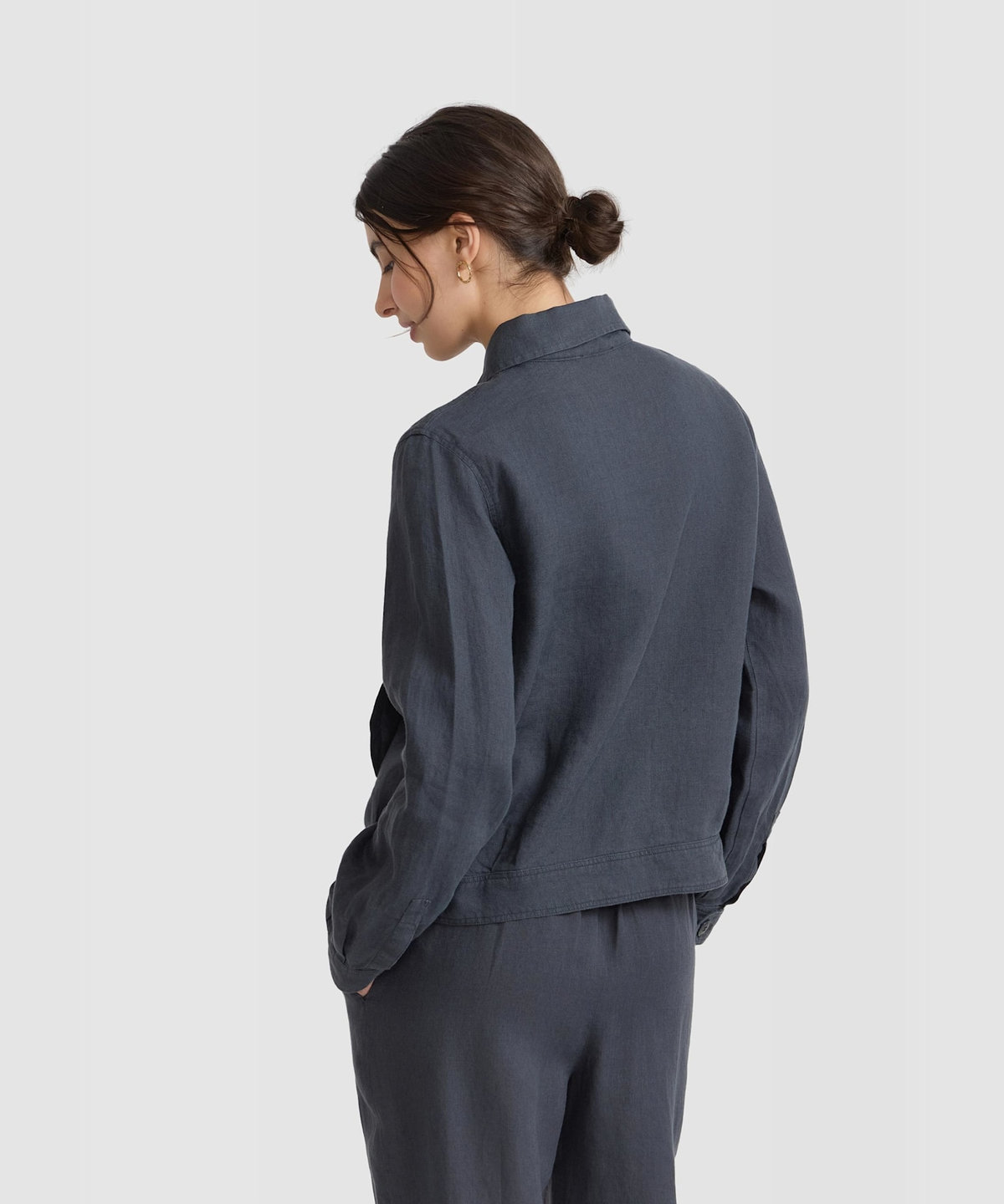 FEMME ウィメンズ リネン 長袖 ジャケット "Deleuze" グレー