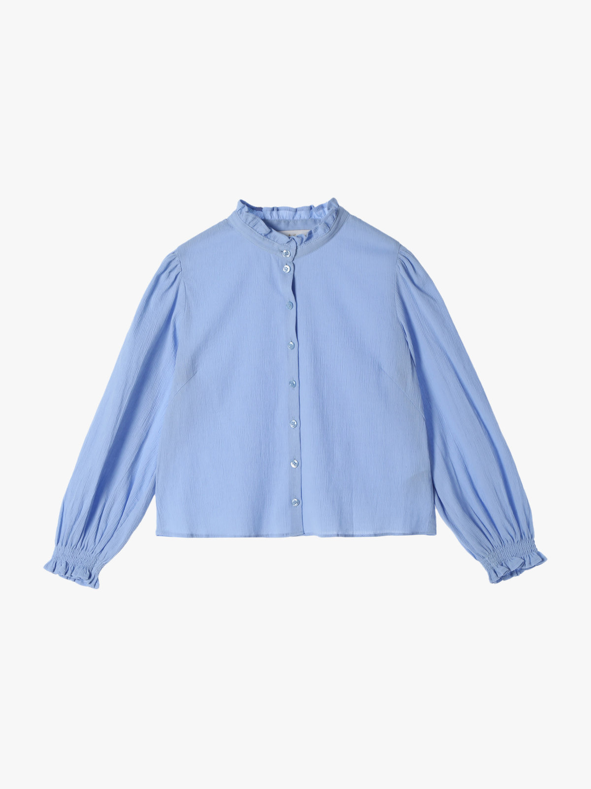 To b. by agnès b. 【Outlet】コットンクレープフリルブラウス ブルー
