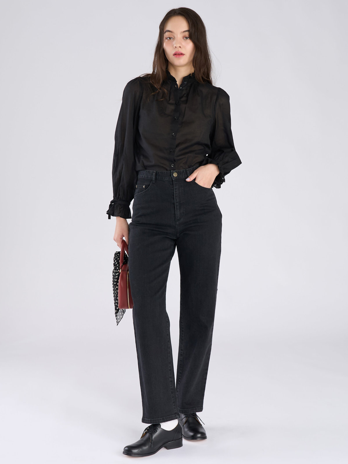 To b. by agnès b. ブラック デニム ストレートパンツ ブラック