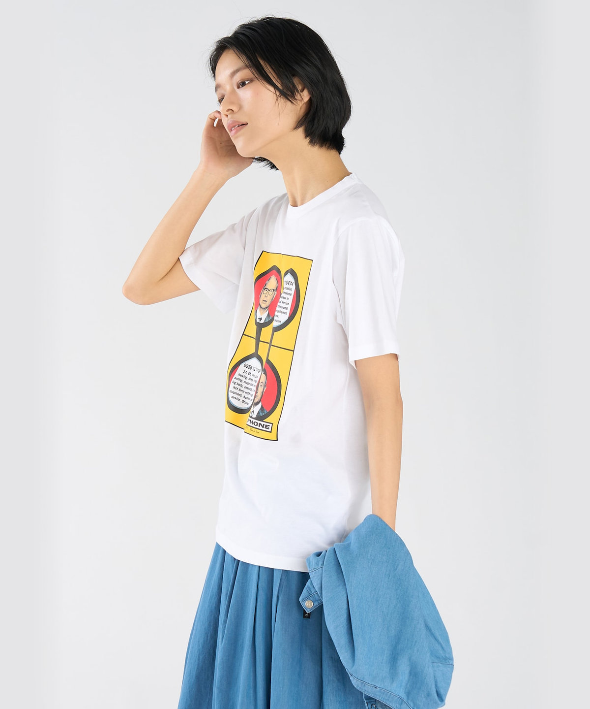 FEMME ウィメンズ プリント コットン 半袖 アーティスト Tシャツ "Gilbert & George" ホワイト