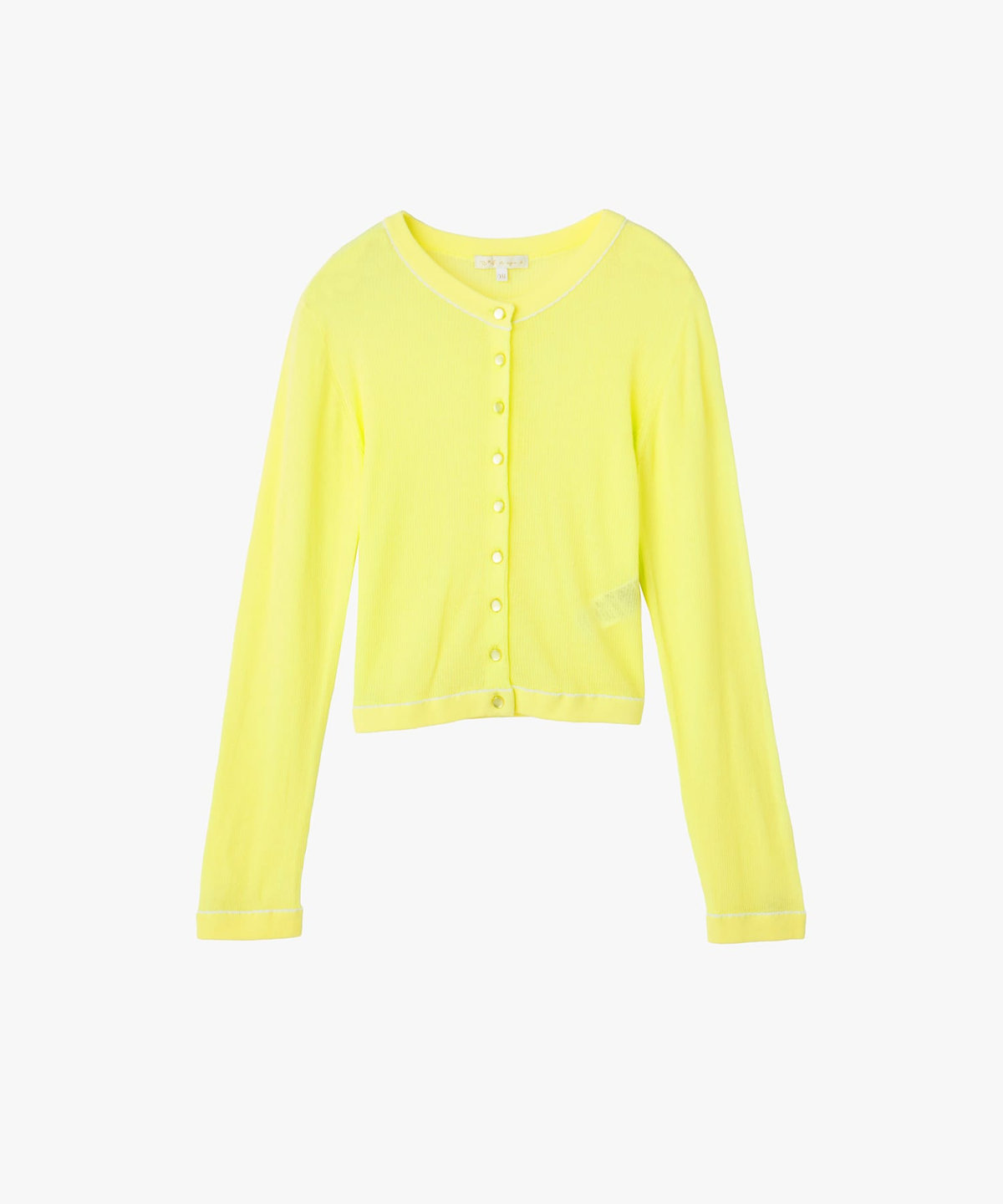 To b. by agnès b. シアー リブ 長袖 ニット カーディガン イエロー