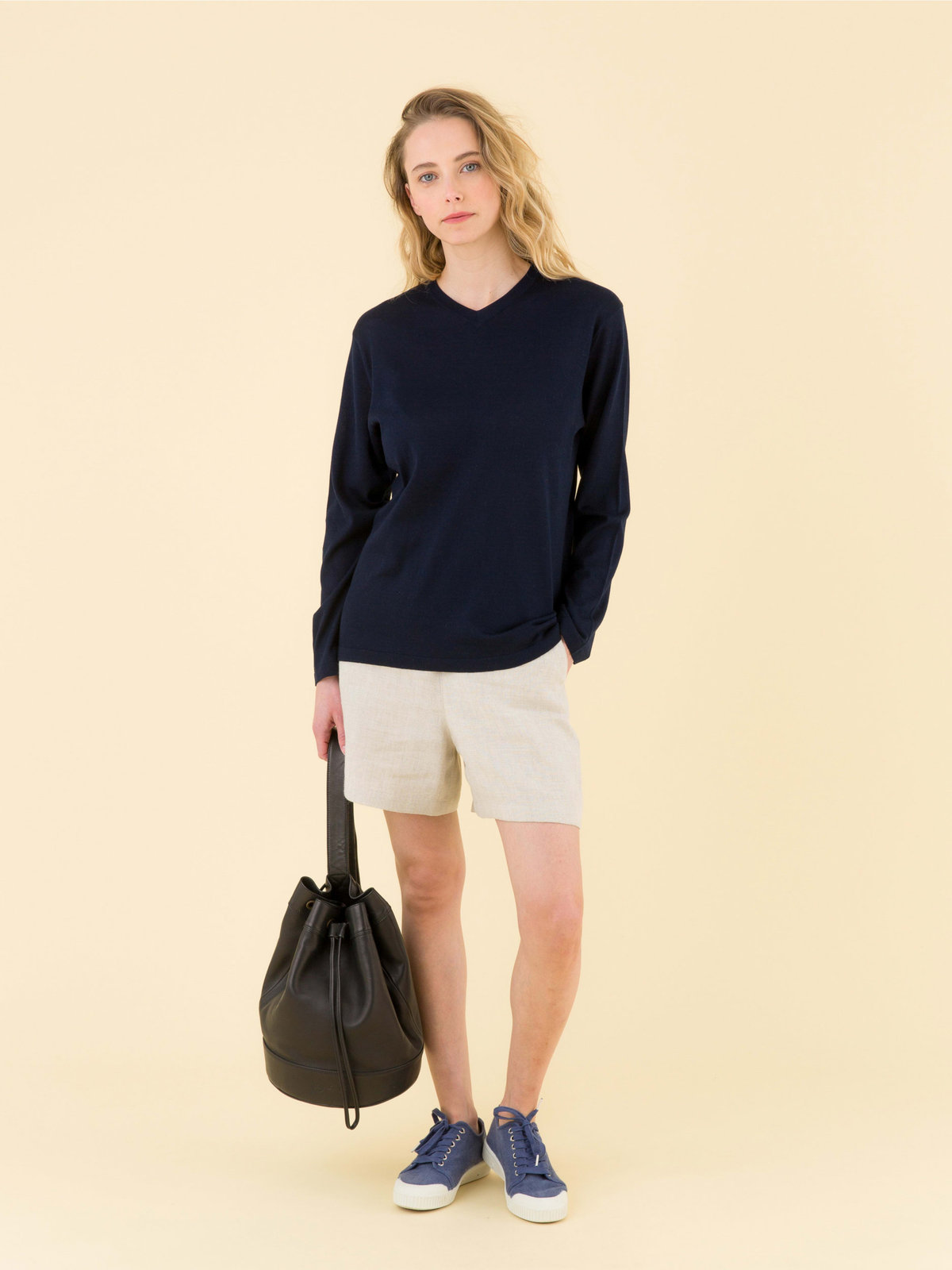 FEMME ウィメンズ LZ46 PULLOVER Vネックプルオーバー ネイビー