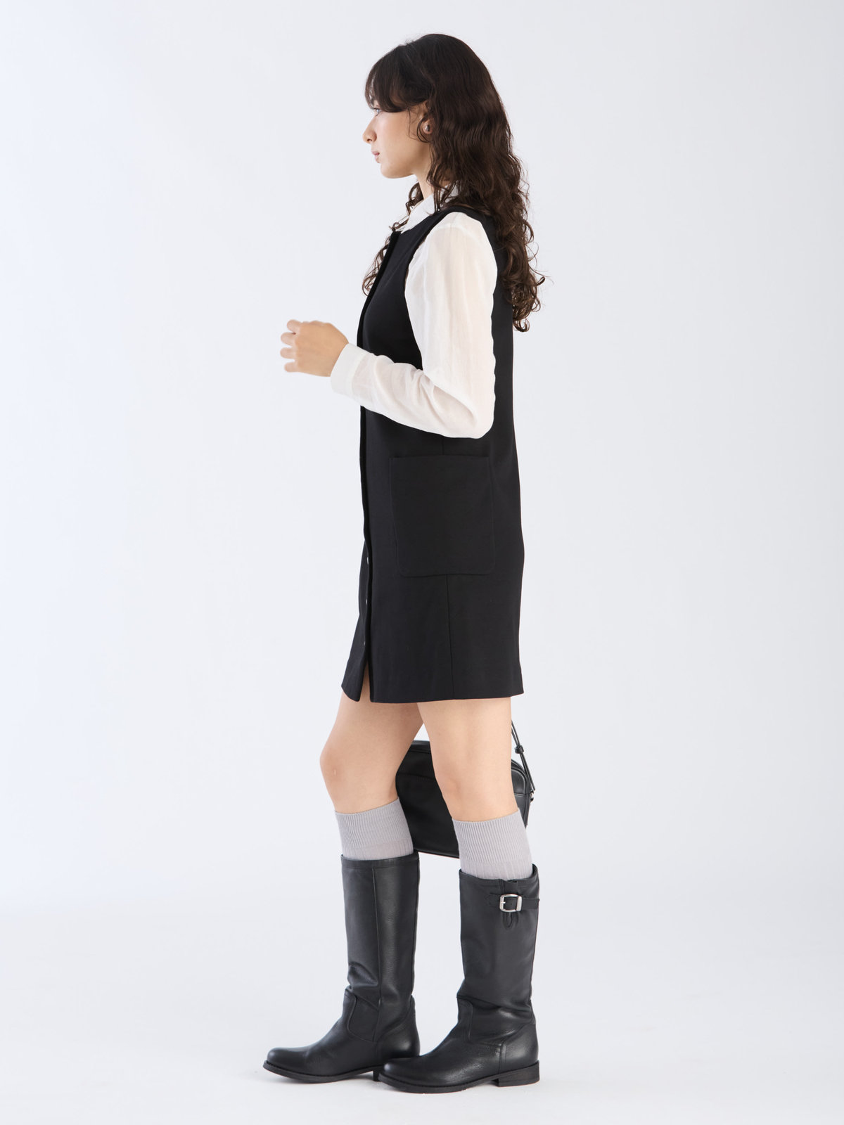 To b. by agnès b. 【Outlet】ポンテ ジレ ワンピース ブラック