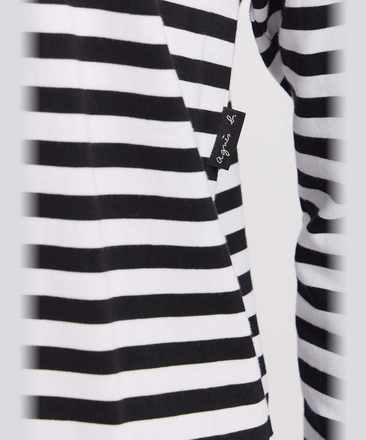 HOMME メンズ メンズ 細ボーダー コットン 長袖 Tシャツ "Coulos" ホワイト×ブラック