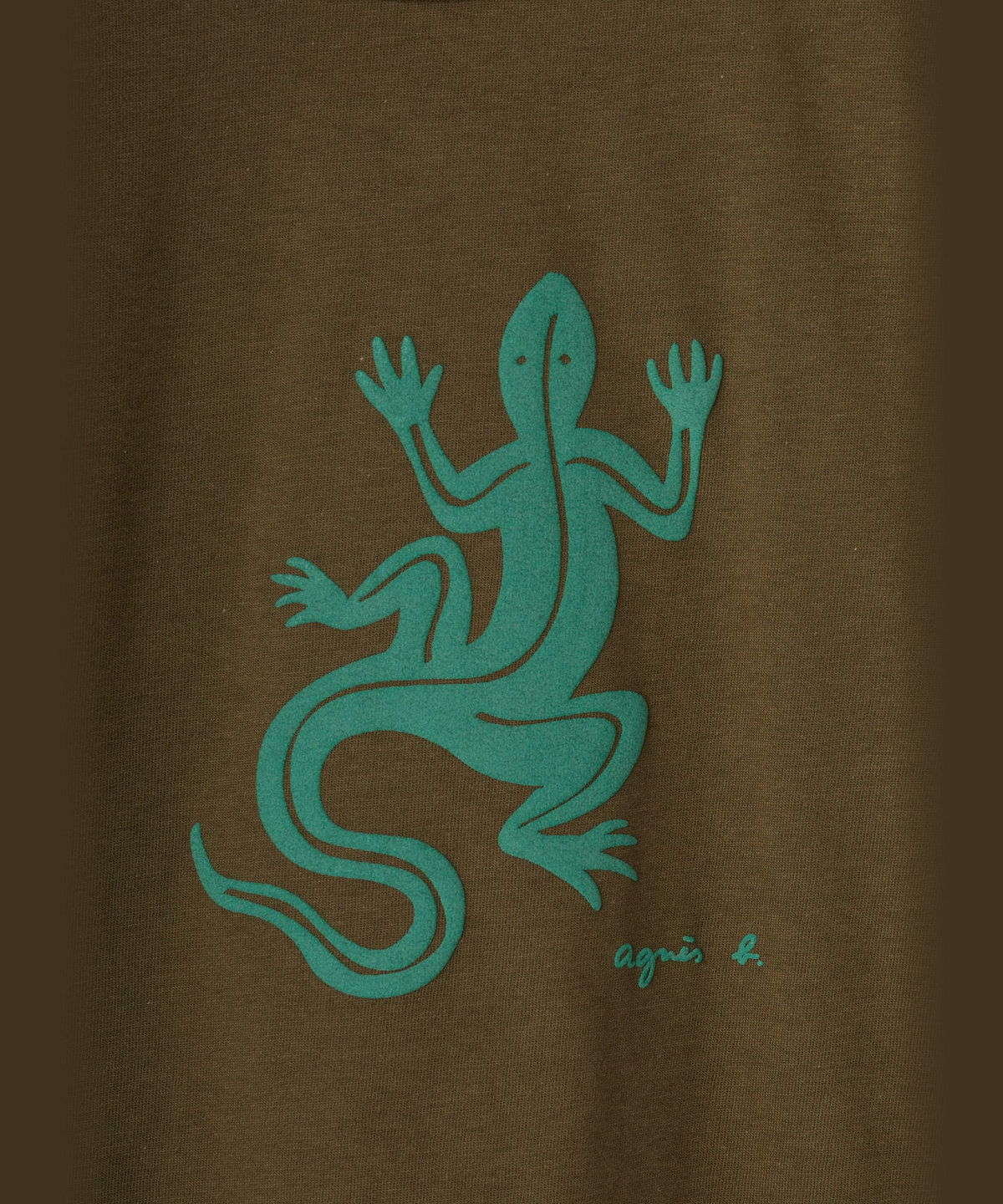 ENFANT ユニセックス キッズ ロゴ アイコニック プリント コットン 長袖 Tシャツ "Lezard" カーキ