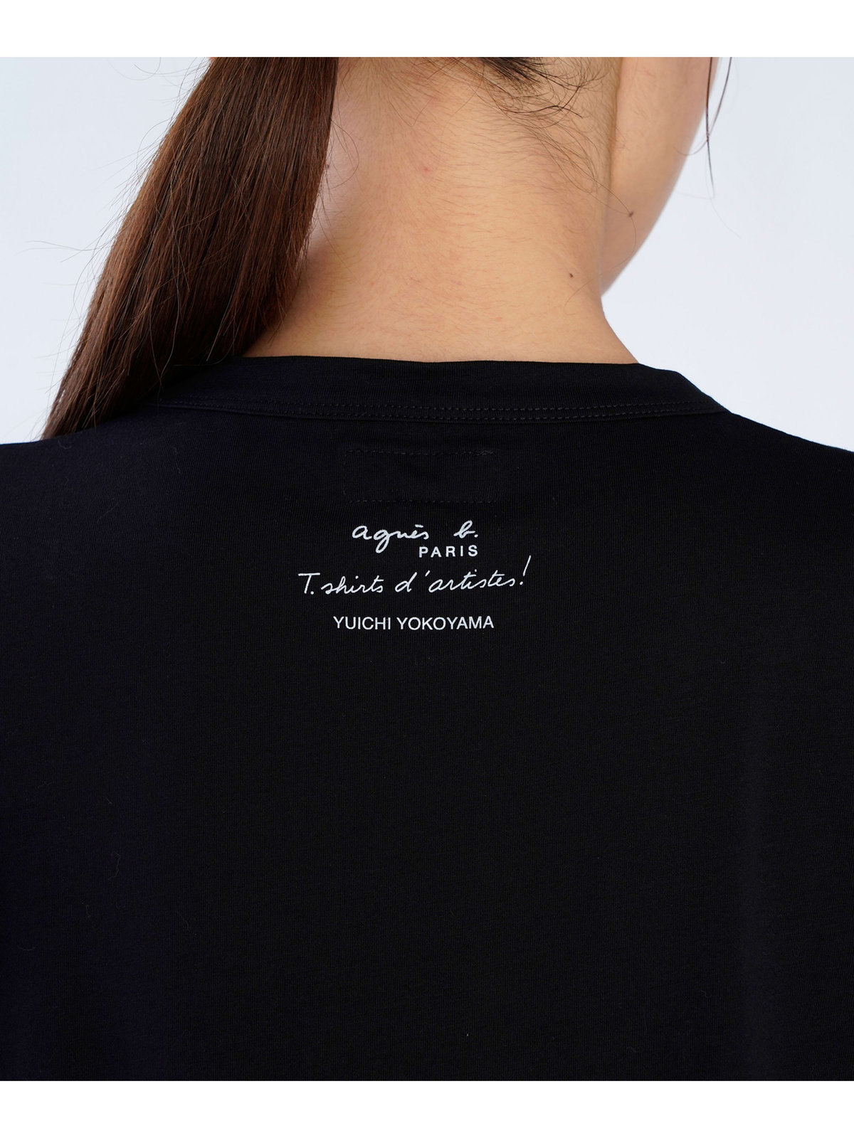 FEMME ウィメンズ プリント コットン 半袖 アーティスト Tシャツ ブラック