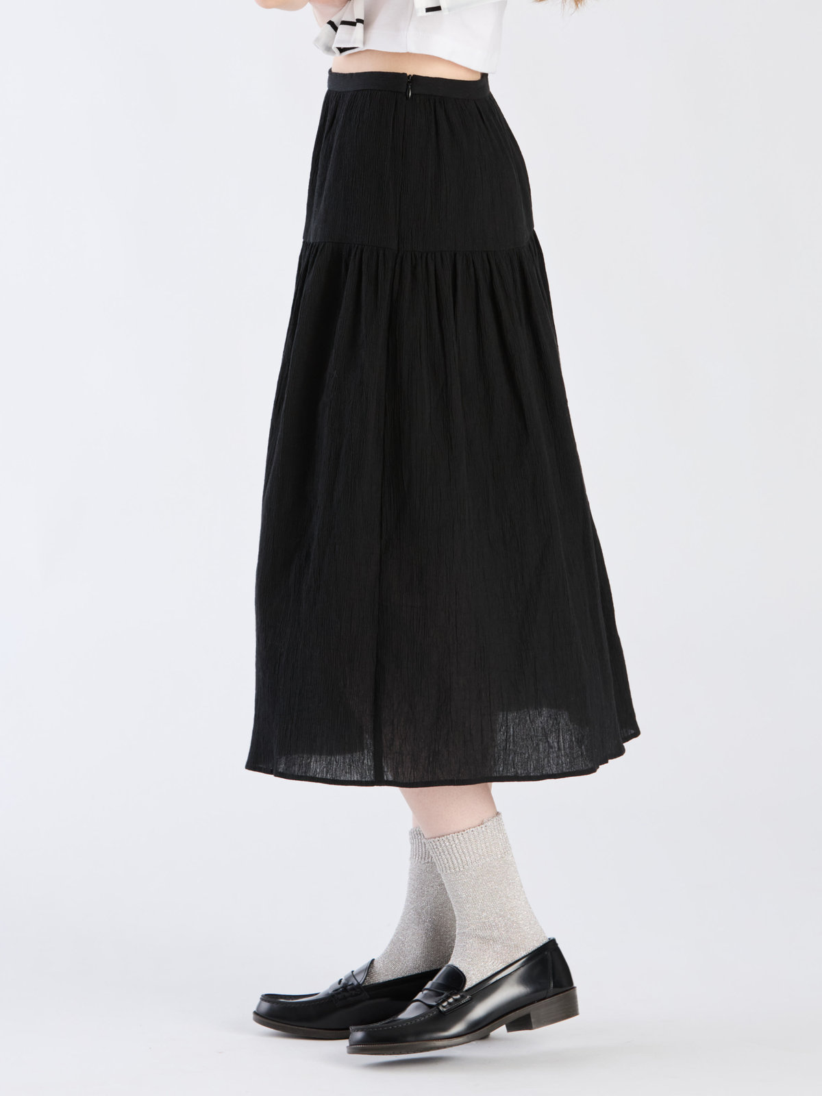 To b. by agnès b. 【Outlet】コットンクレープスカート ブラック