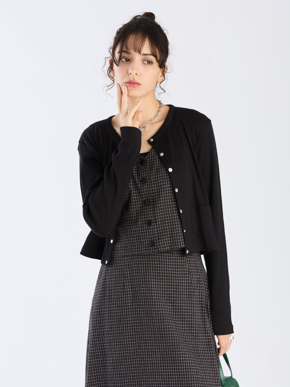 To b. by agnès b. 【Outlet】コットン リブ ジャージー カーディガン ブラック