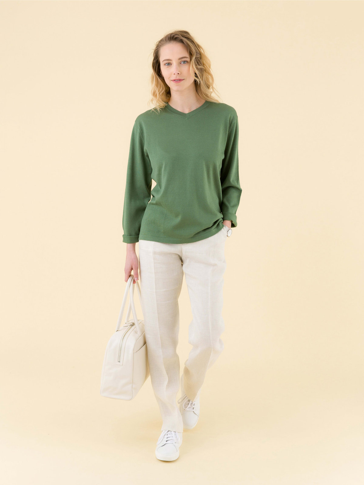 FEMME ウィメンズ LZ46 PULLOVER Vネックプルオーバー グリーン系その他
