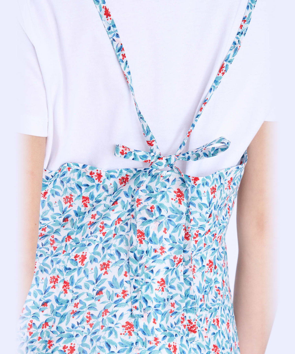 To b. by agnès b. ボタニカル プリント コットン ノースリーブ ロング ワンピース レッド