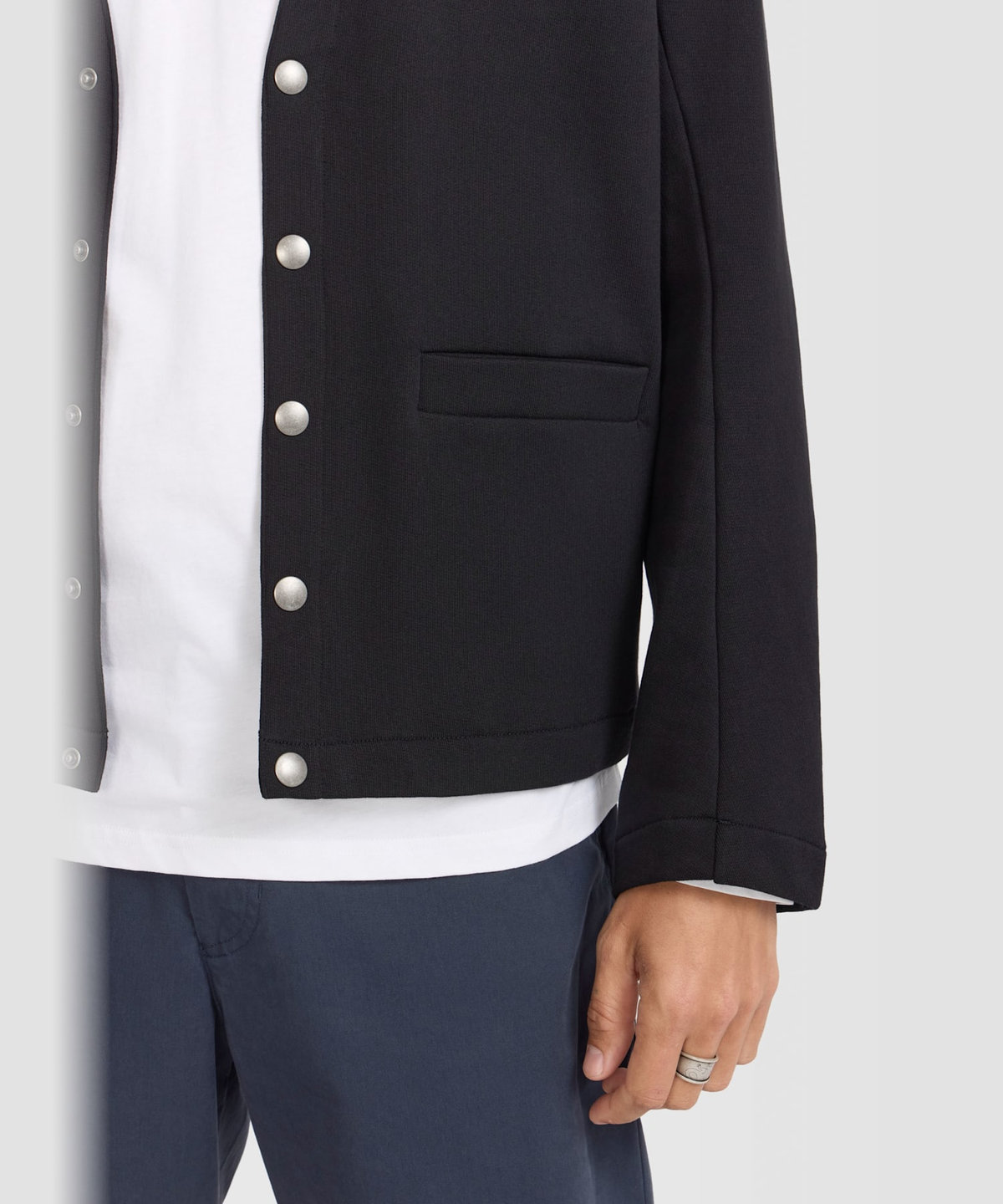 HOMME メンズ メンズ コットン メルトン Vネック 長袖 カーディガンプレッション "Gant" ブラック