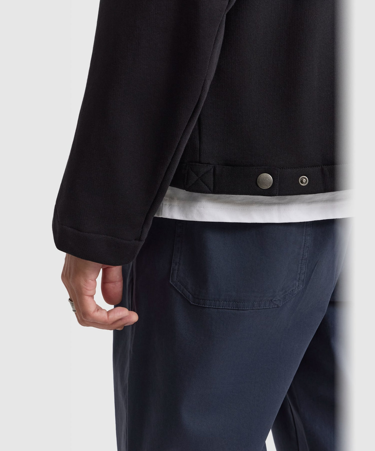 HOMME メンズ メンズ コットン メルトン Vネック 長袖 カーディガンプレッション "Gant" ブラック