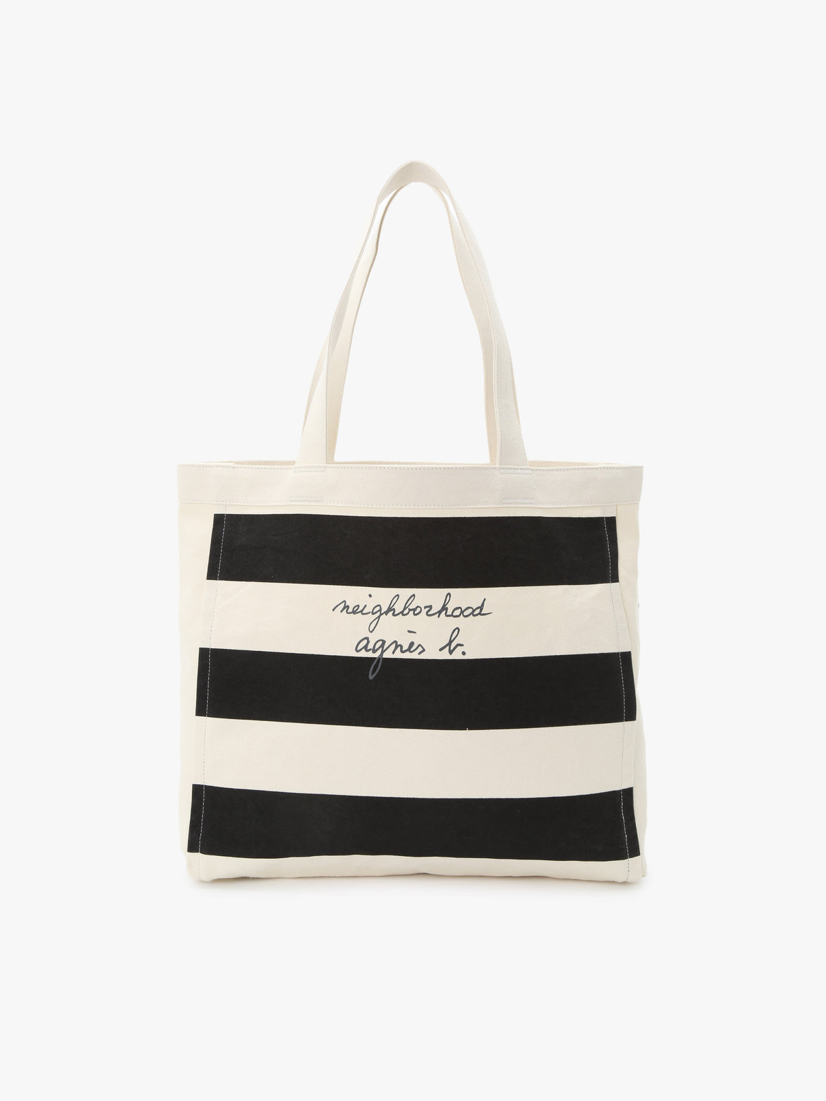 HOMME メンズ agnes b. x NH ボーダートートバッグ ブラック