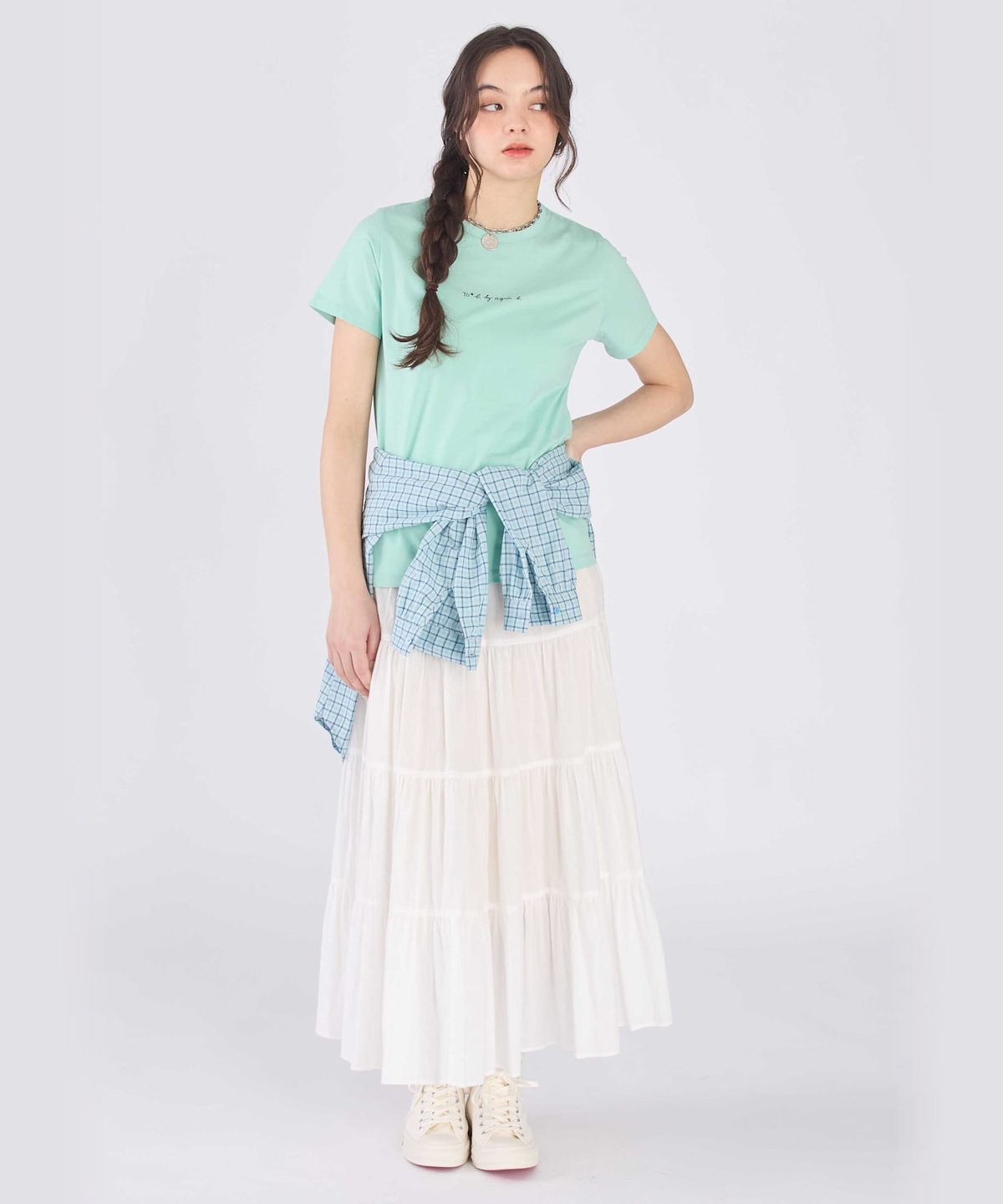 To b. by agnès b. ミニロゴ コットン 半袖 Tシャツ ブルー