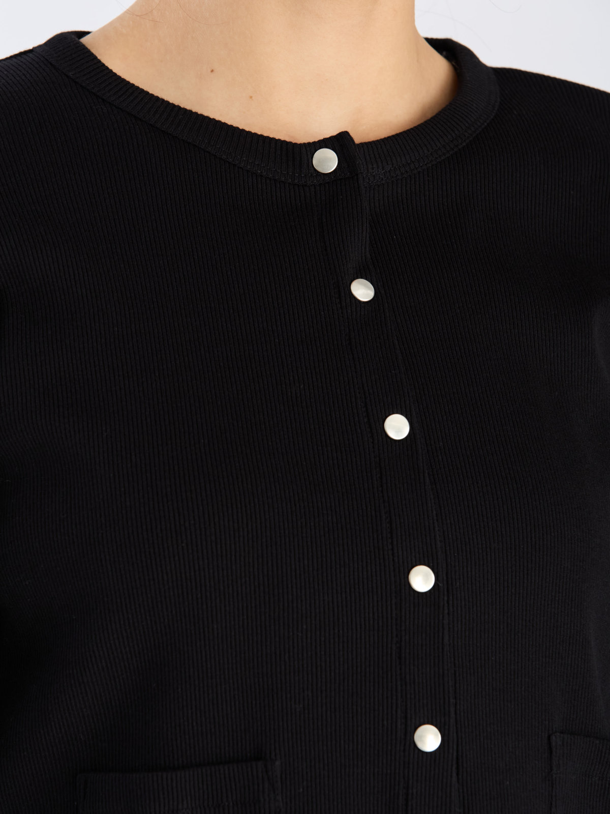 To b. by agnès b. 【Outlet】コットン リブ ジャージー カーディガン ブラック