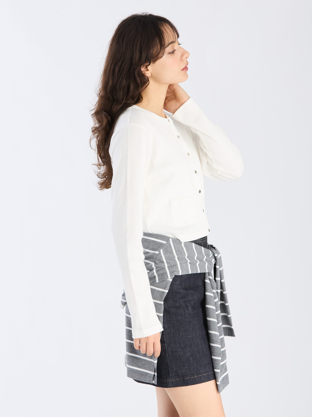 To b. by agnès b. 【Outlet】コットン リブ ジャージー カーディガン ホワイト