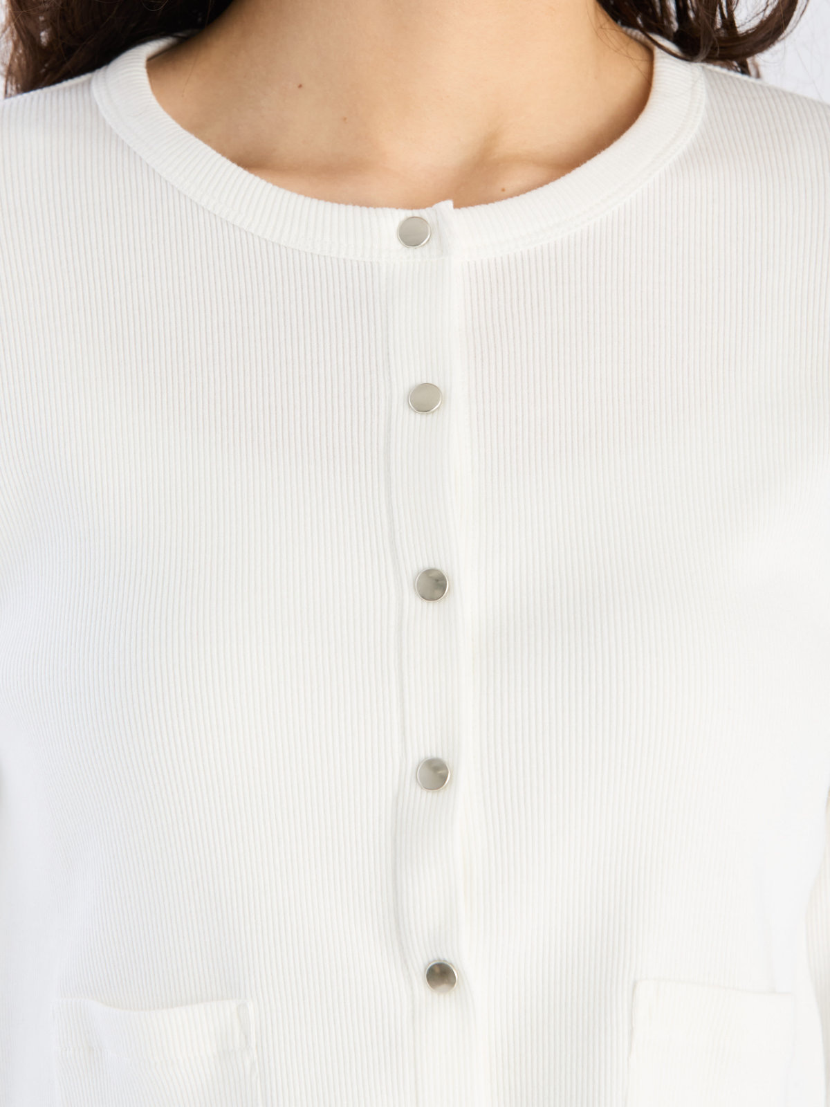 To b. by agnès b. 【Outlet】コットン リブ ジャージー カーディガン ホワイト