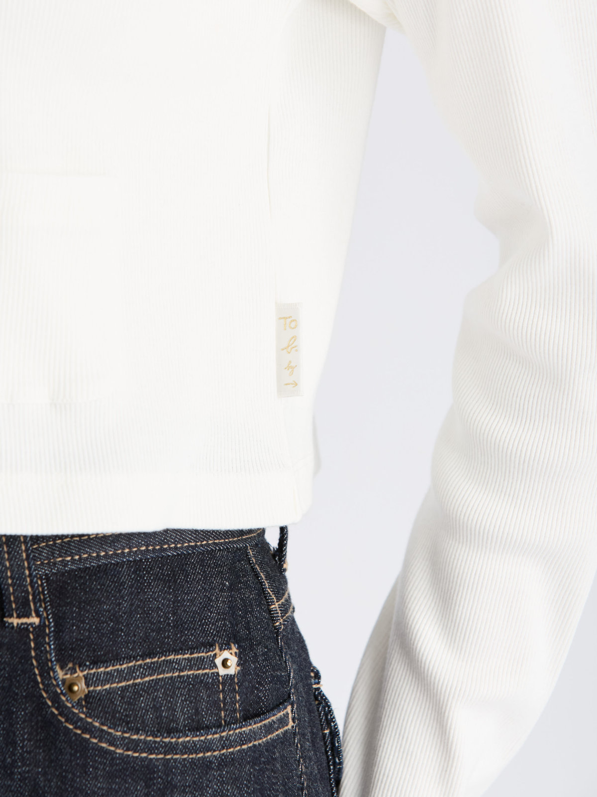 To b. by agnès b. 【Outlet】コットン リブ ジャージー カーディガン ホワイト