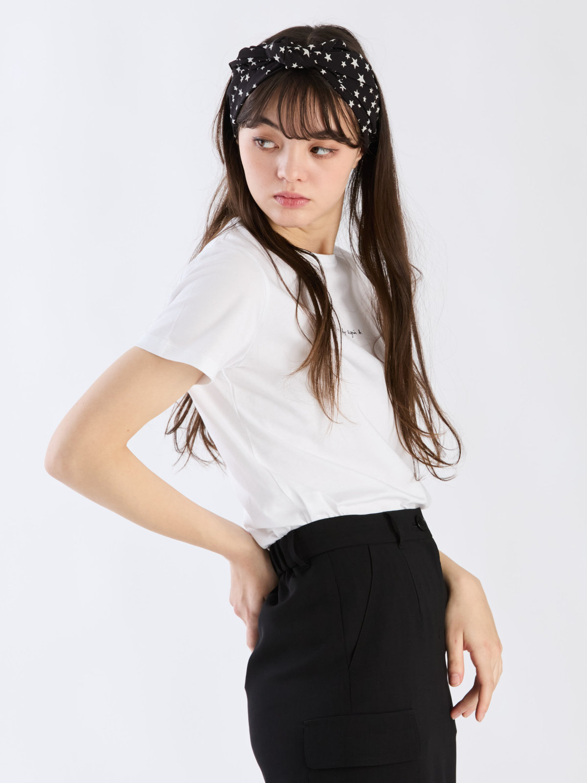 To b. by agnès b. ミニロゴ コットン 半袖 Tシャツ ホワイト