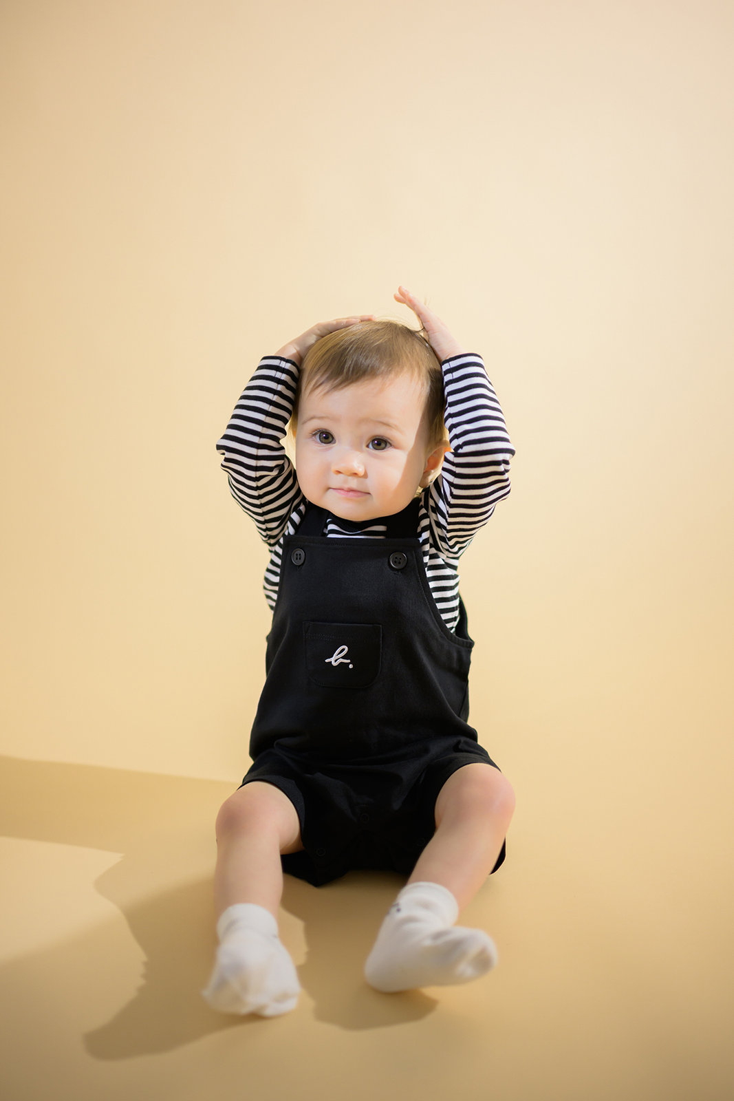ENFANT ベビー WEB限定 ベビーギフトボックス ロゴボーダーTシャツ・サロペット2点セット ブラック