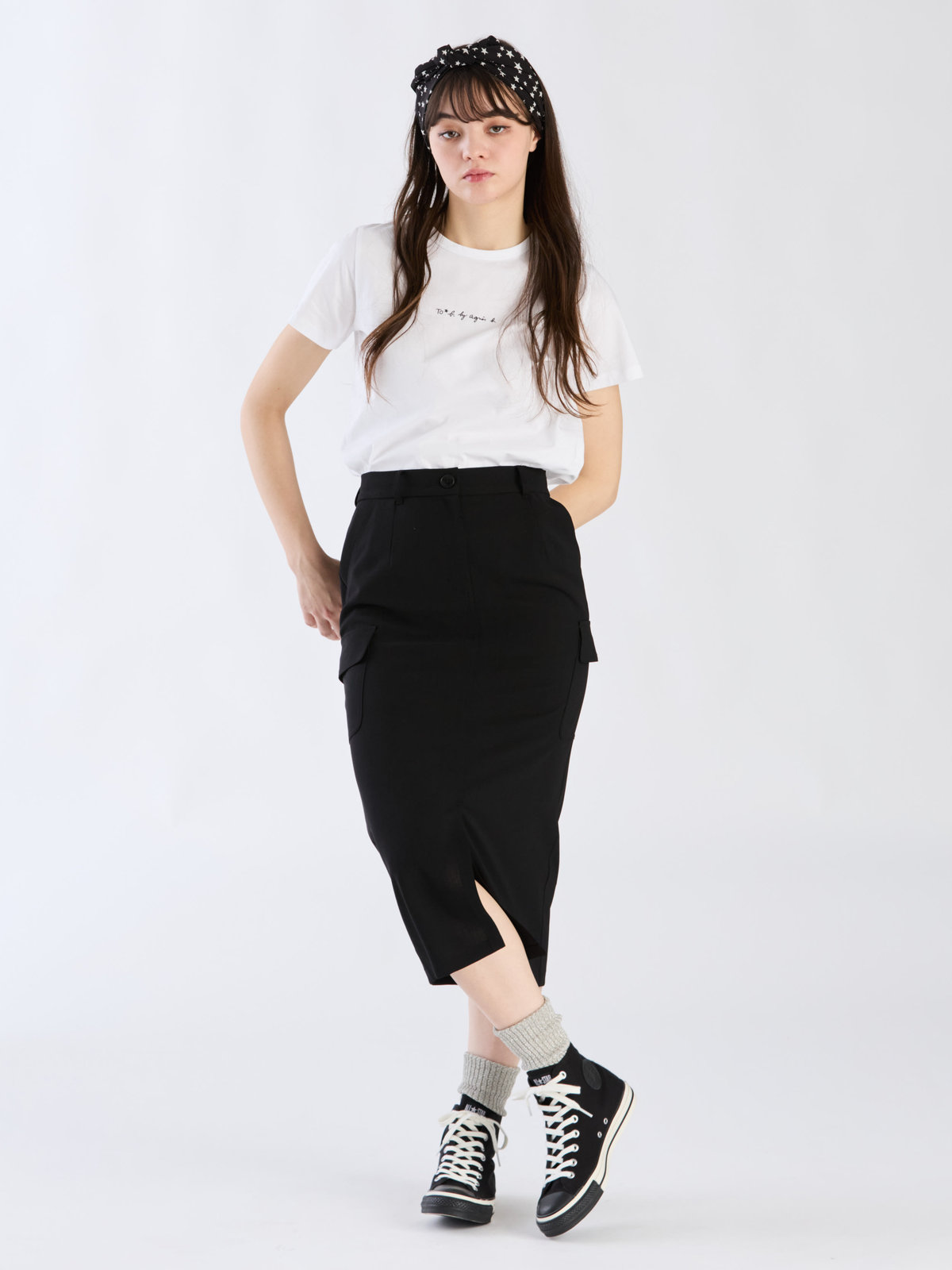 To b. by agnès b. ミニロゴ コットン 半袖 Tシャツ ホワイト