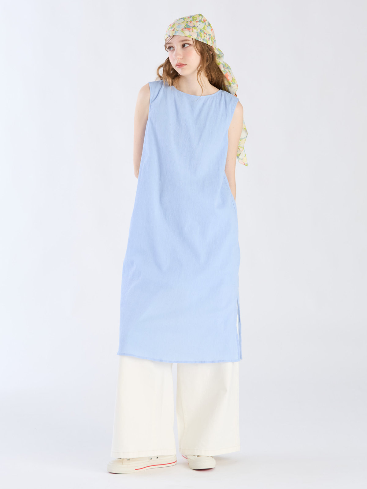 To b. by agnès b. 【Outlet】コットンクレープドレス ブルー