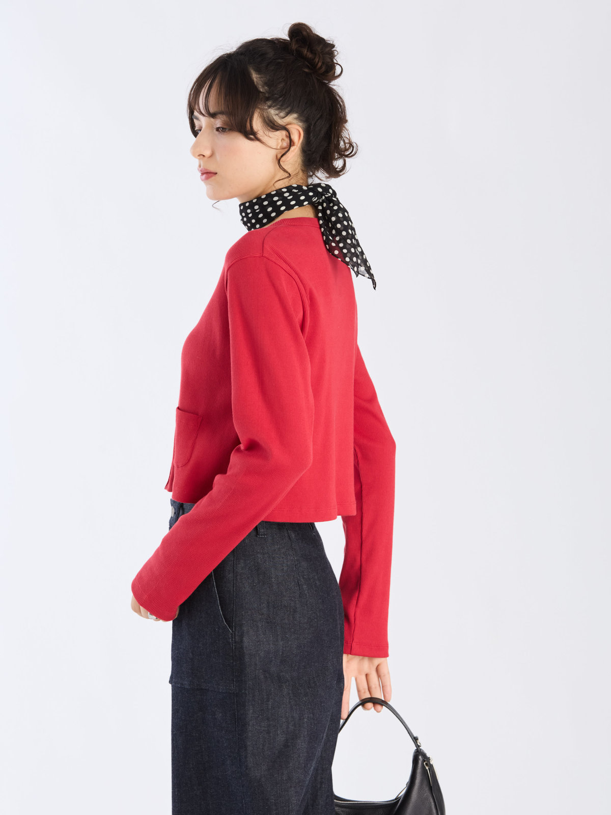 To b. by agnès b. 【Outlet】コットン リブ ジャージー カーディガン レッド