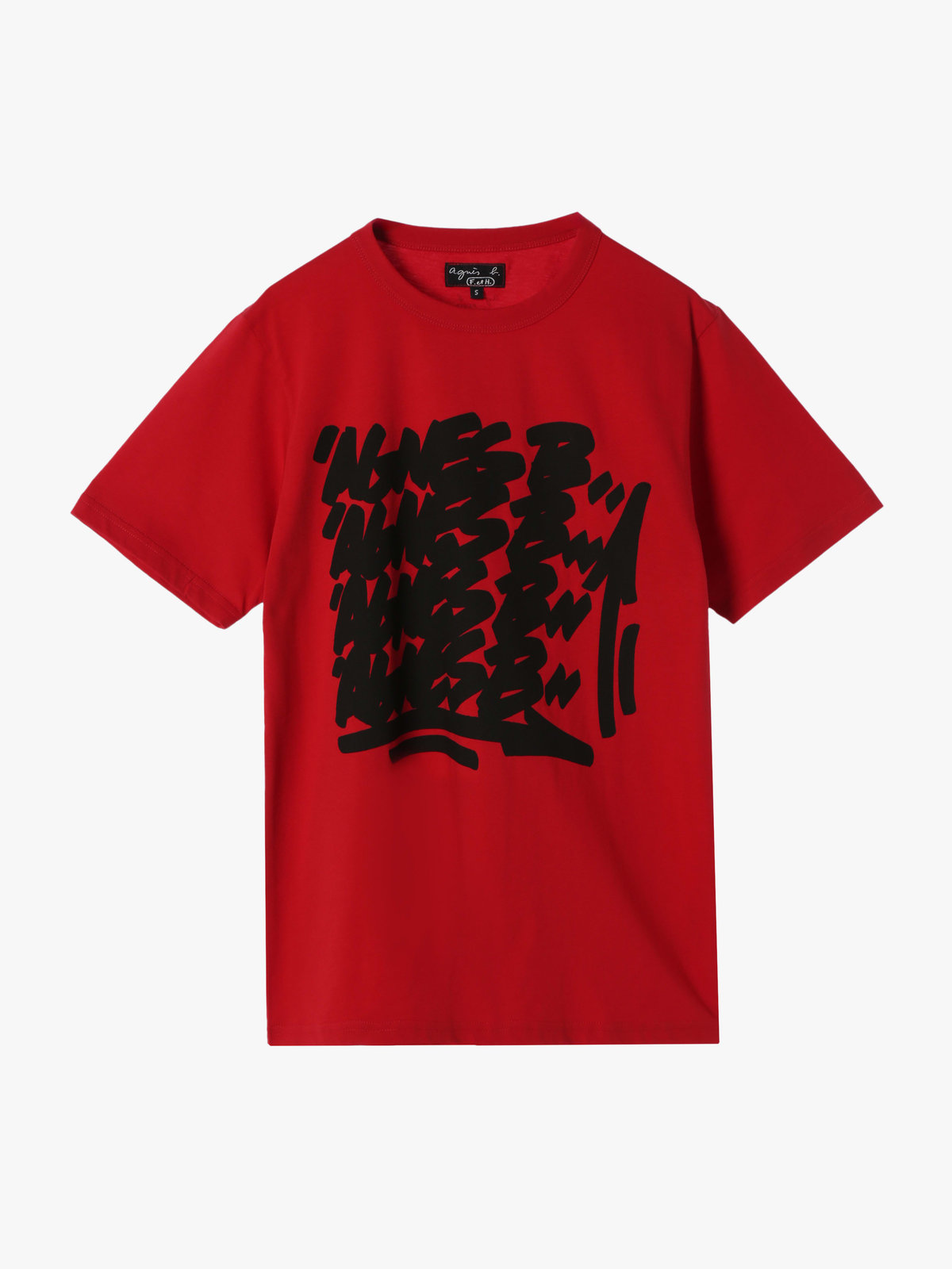 FEMME ウィメンズ プリント コットン 半袖 アーティスト Tシャツ "JonOne" レッド