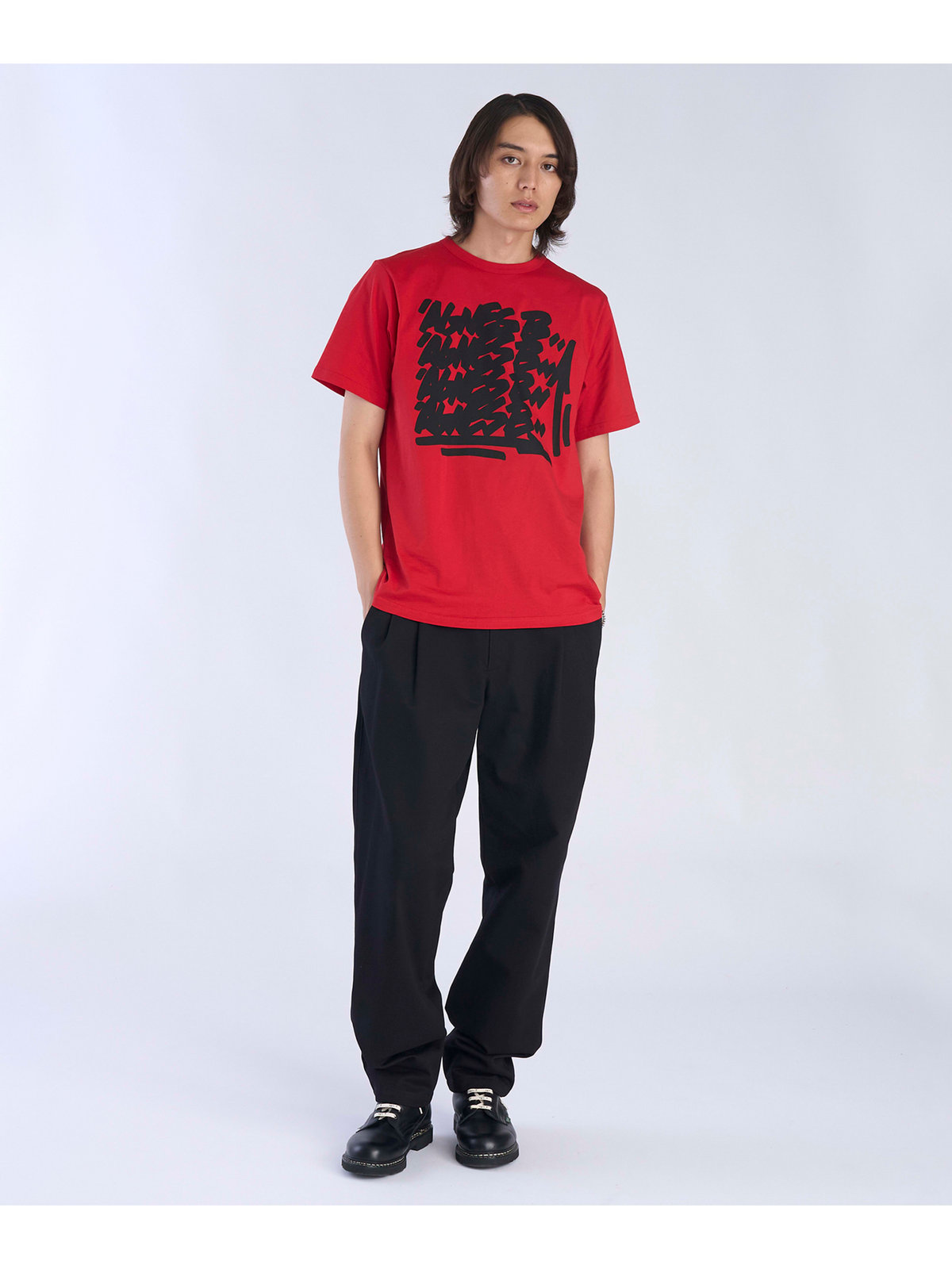 FEMME ウィメンズ プリント コットン 半袖 アーティスト Tシャツ "JonOne" レッド
