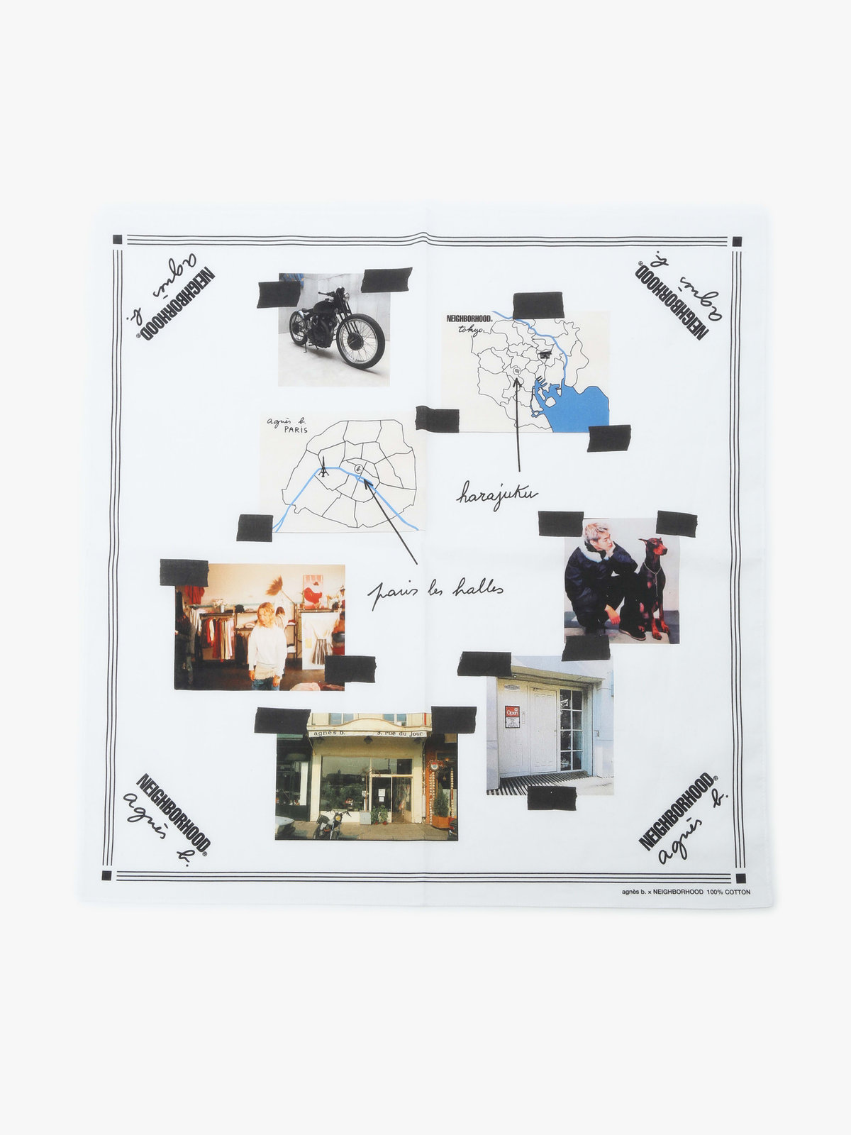 HOMME メンズ agnes b. x NH バンダナ ホワイト