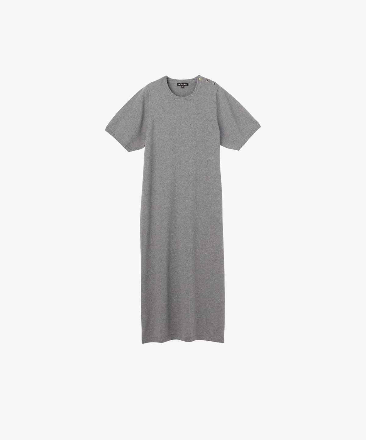 To b. by agnès b. WEB限定 ショルダーボタン コットン 半袖 ニット ワンピース ライトグレー