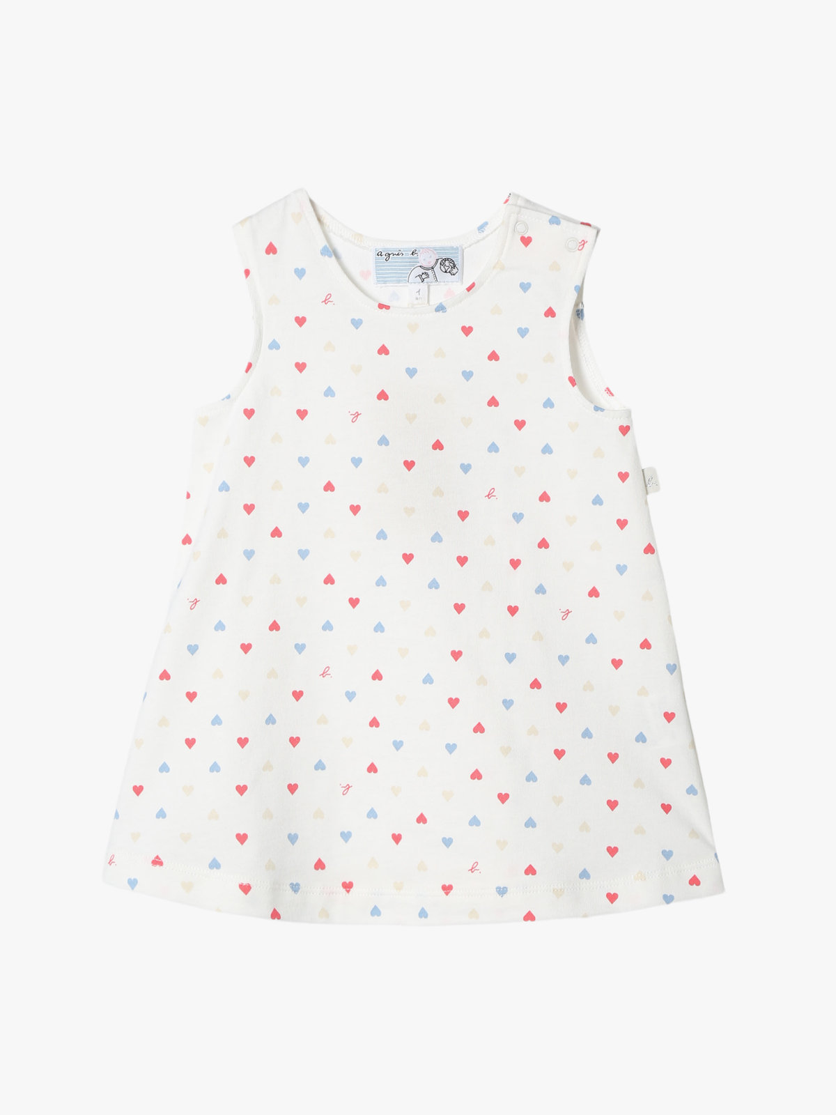ENFANT ベビー ベビー マルチカラー コットン ノースリーブ ワンピース "Barbie" ホワイト