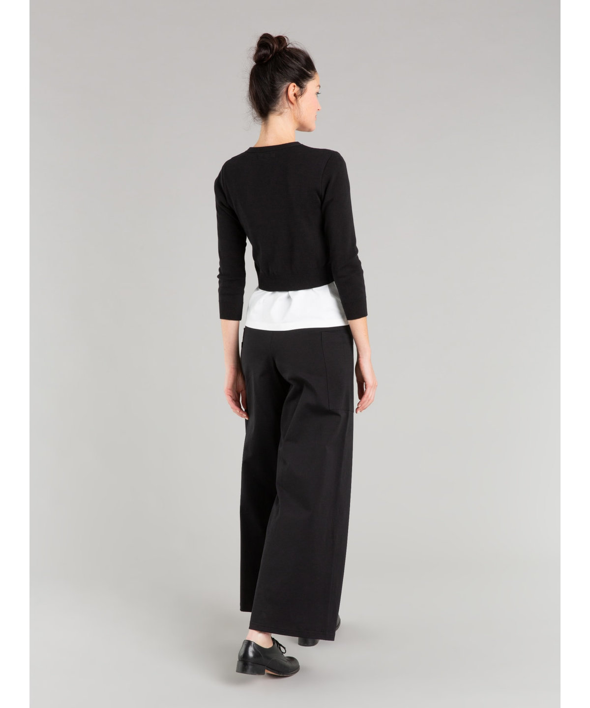 FEMME ウィメンズ コットン 7分丈カーディガン "Mini Sesame" ブラック