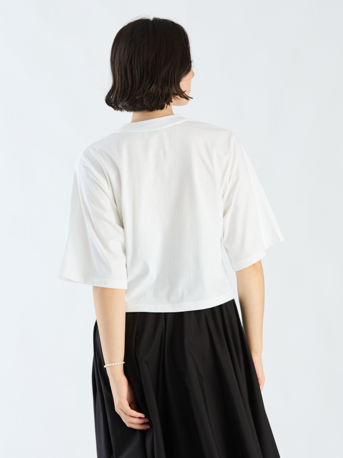 FEMME ウィメンズ ロゴ コットン 5分袖 Tシャツ ”Yoko” ホワイト