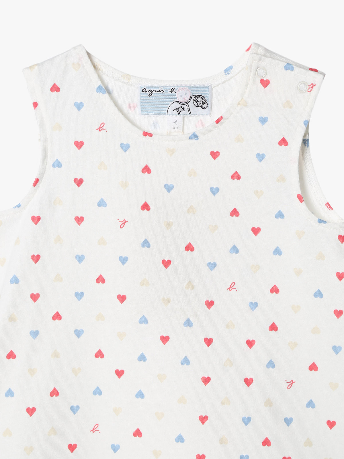 ENFANT ベビー ベビー マルチカラー コットン ノースリーブ ワンピース "Barbie" ホワイト